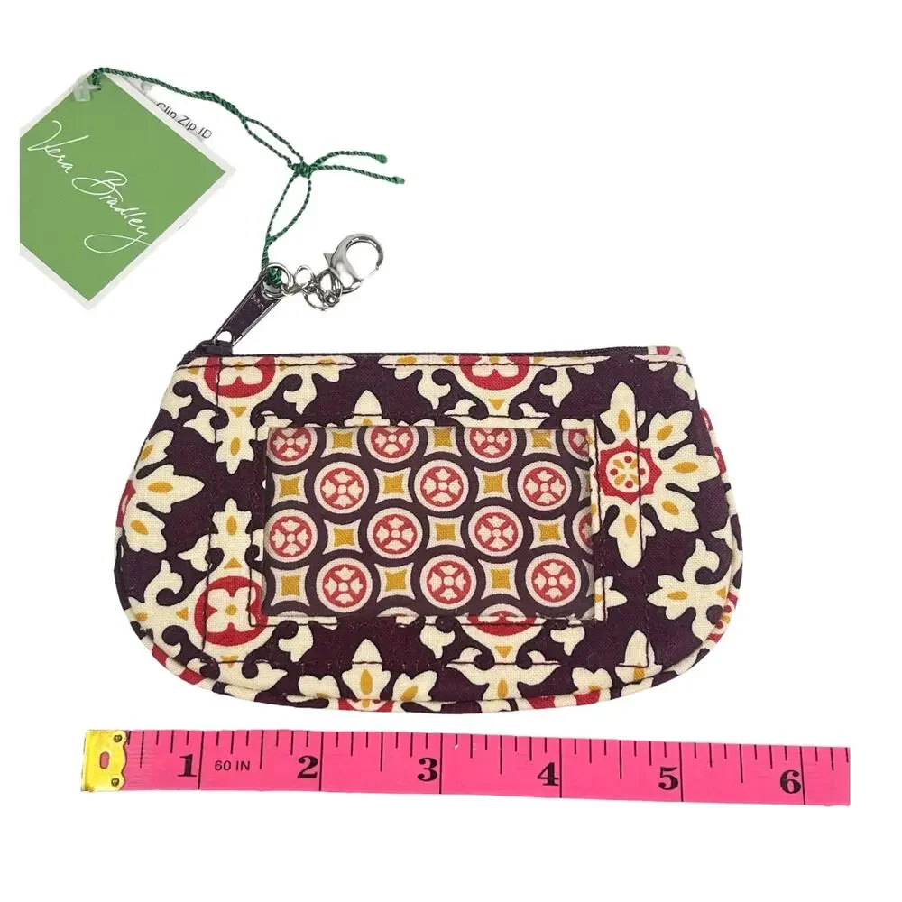 NEW Vera Bradley Clip Zip ID Case Medallion COIN PURSE Mini Card Wallet 5.5” NWT - Picture 5 of 8